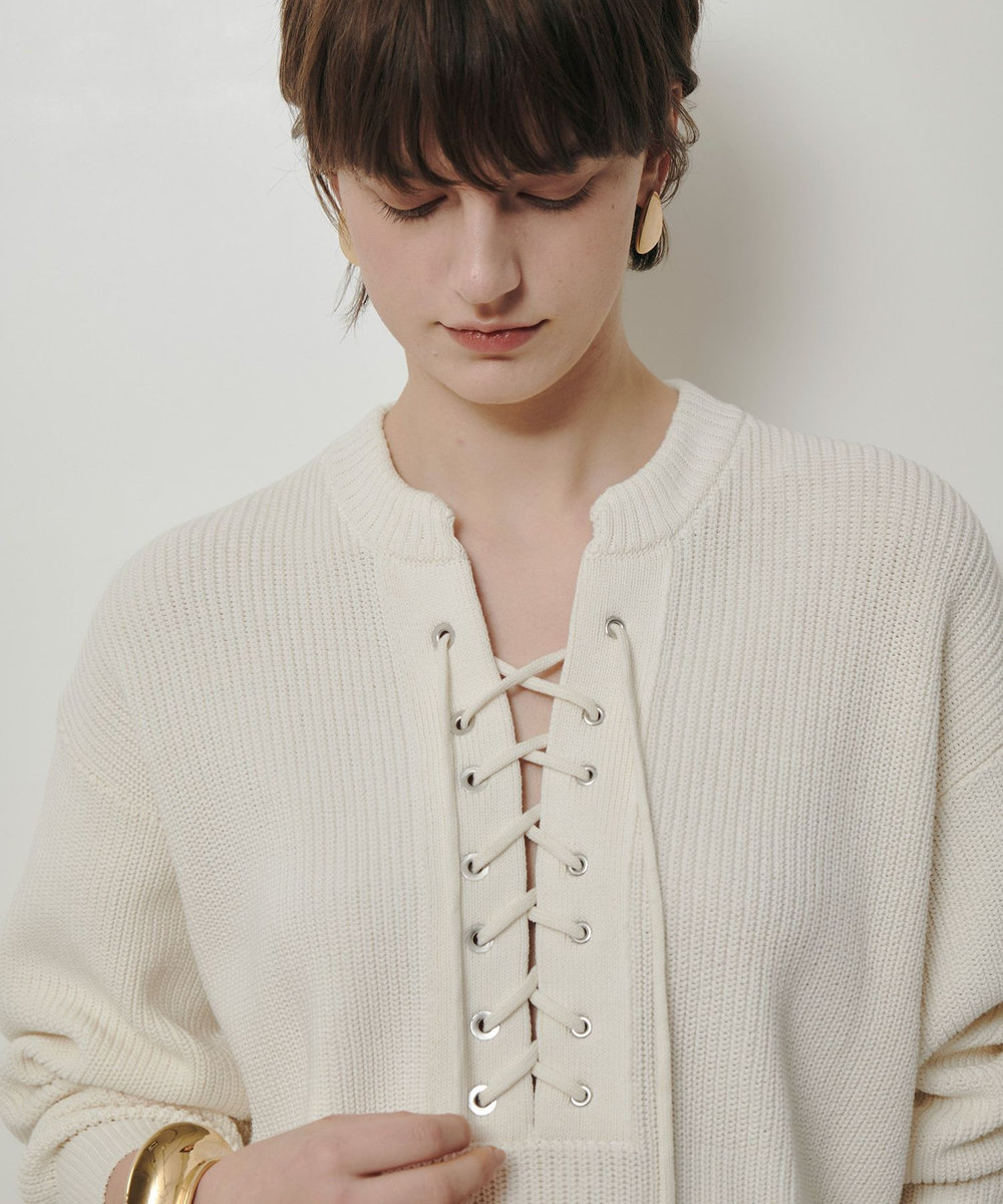 allureville レースアップバルキープルオーバー オフホワイト (02)