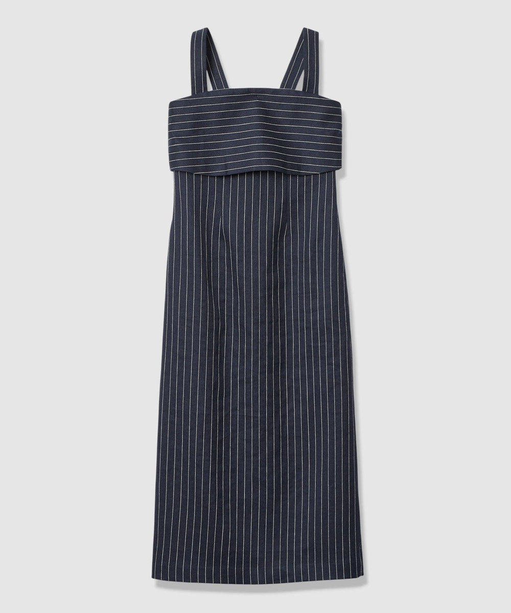 allureville リネンストライプジャンパーワンピース ネイビー (65)