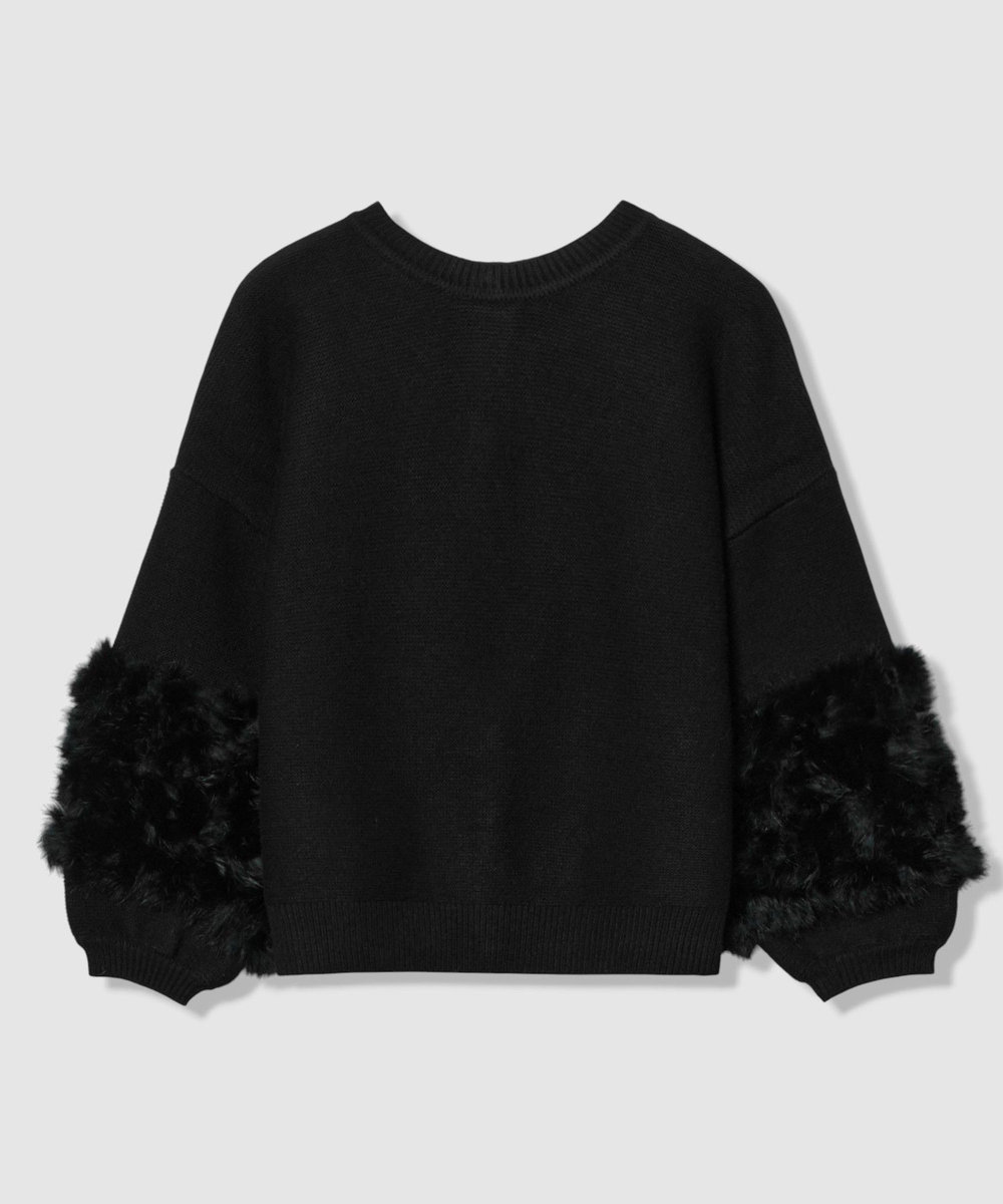 allureville ラビットカフクレイジー釦2WAYプルオーバー ブラック (95)