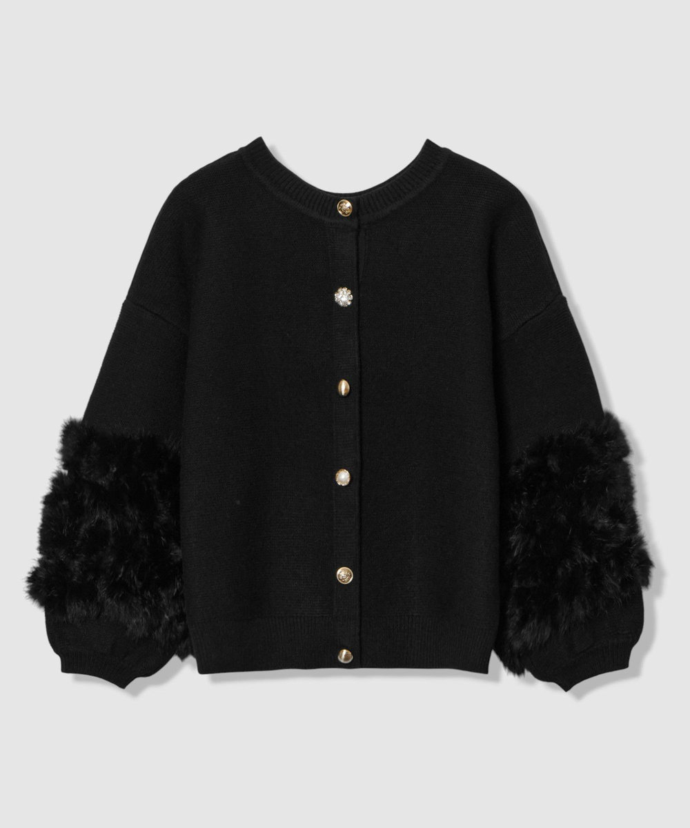 allureville ラビットカフクレイジー釦2WAYプルオーバー ブラック (95)