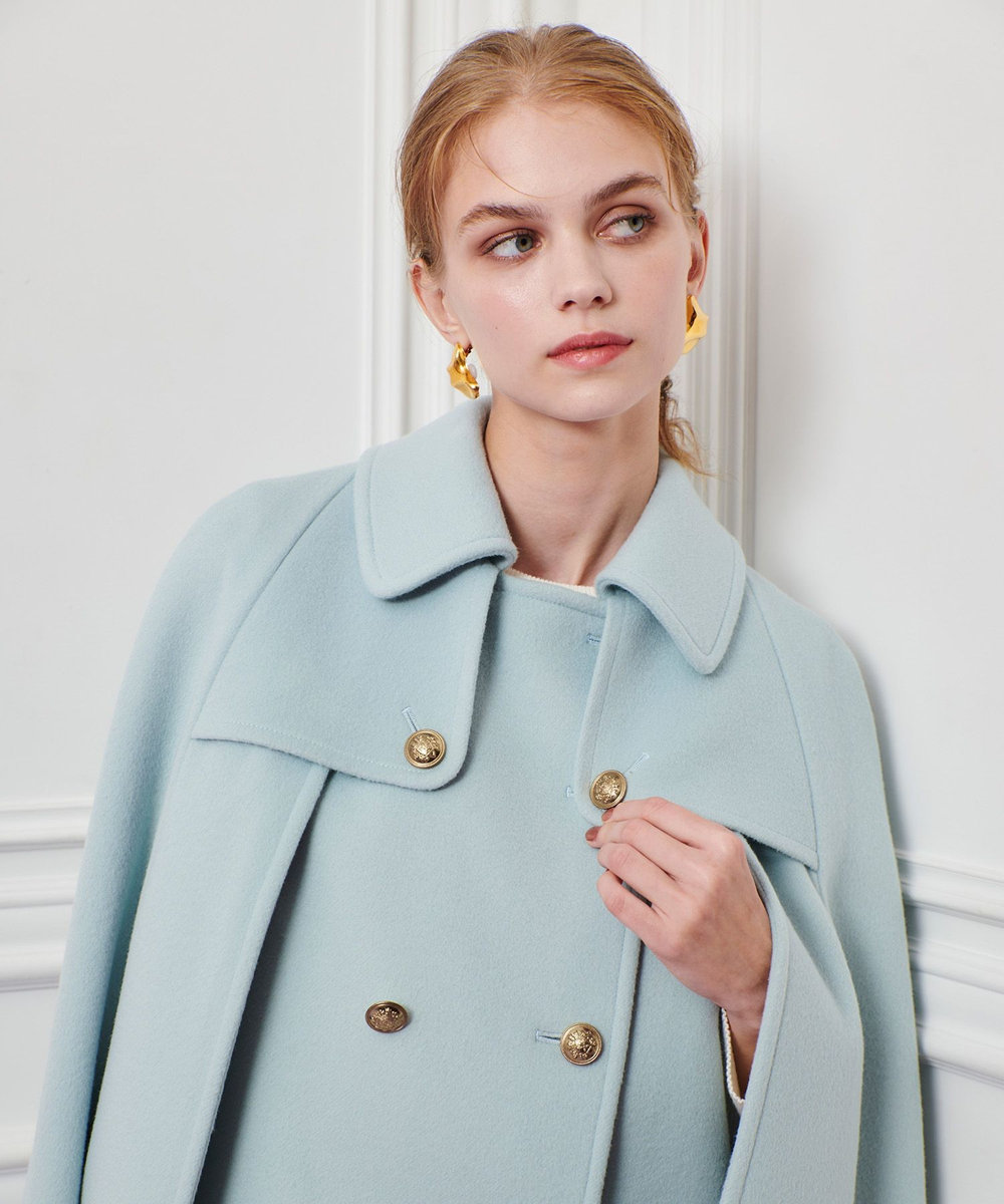 LOULOU WILLOUGHBY 【LOULOU WILLOUGHBY】シャルムビーバーケープコート サックス (63)