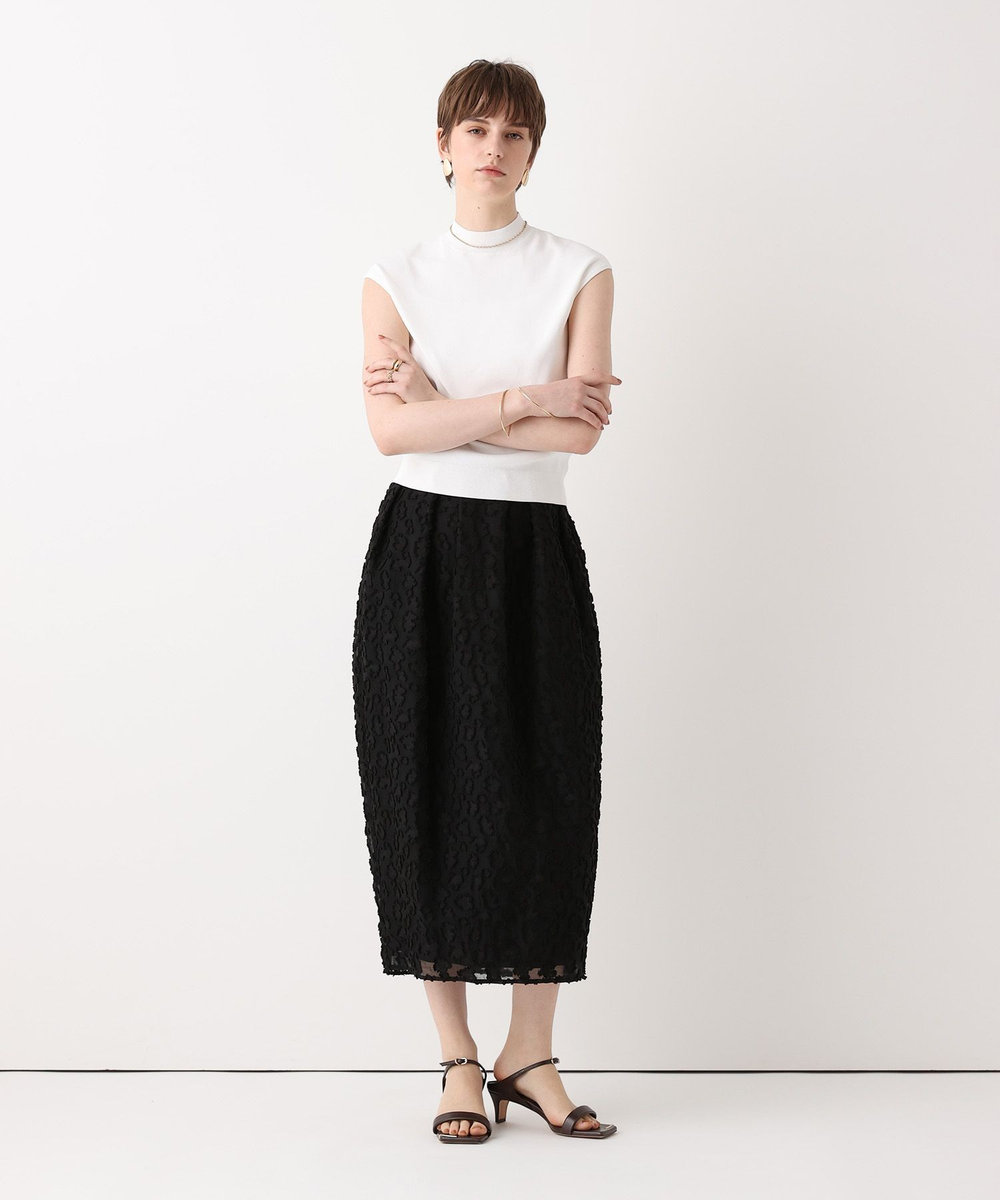 allureville 【ATELIER Line】カットジャカードタックスカート ブラック (95)