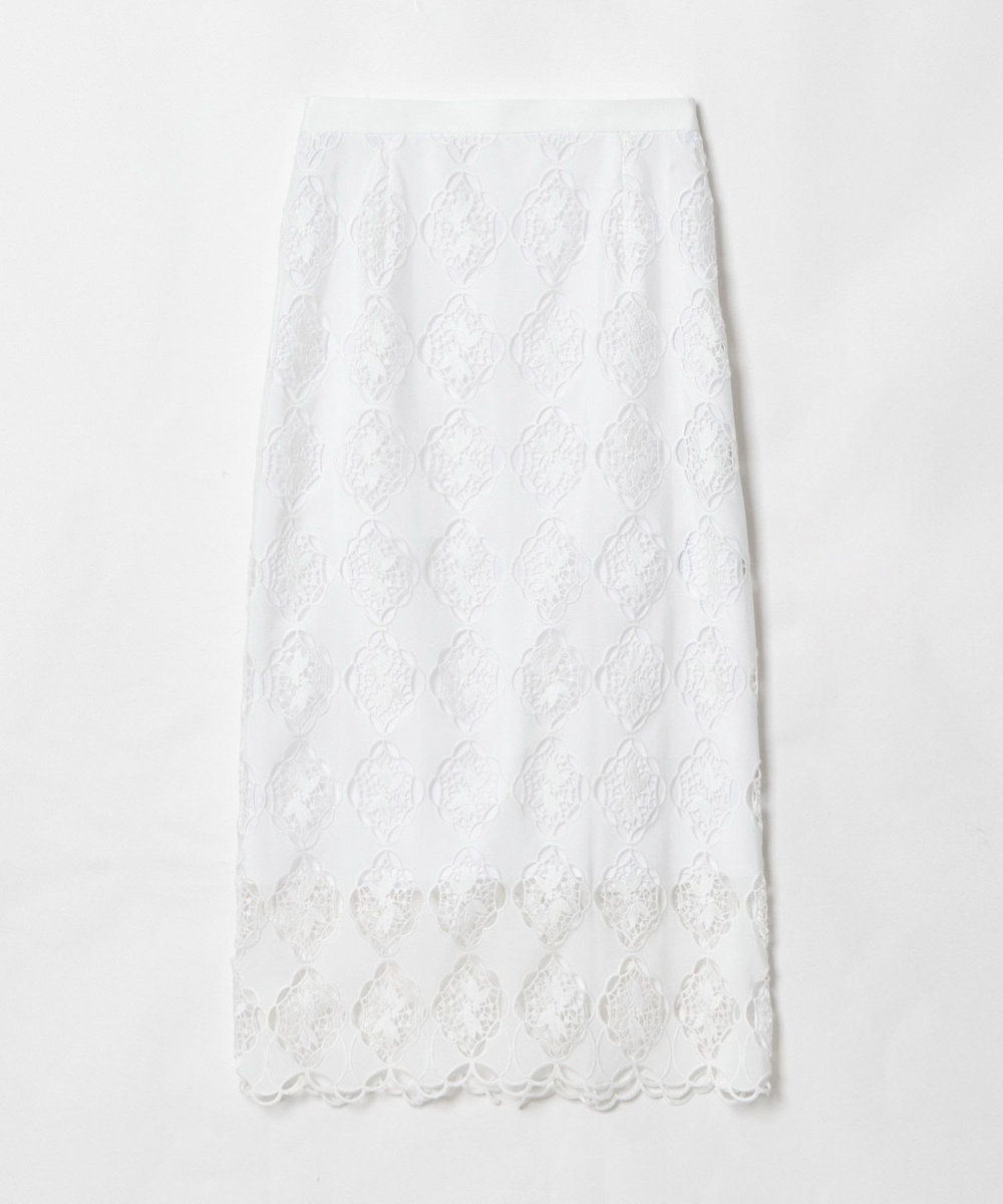 LOULOU WILLOUGHBY 【LOULOU WILLOUGHBY】タフタシシュウタイトスカート ホワイト (01)