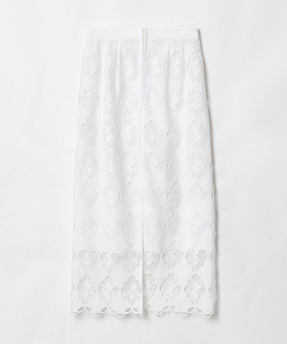 LOULOU WILLOUGHBY 【LOULOU WILLOUGHBY】タフタシシュウタイトスカート ホワイト (01)