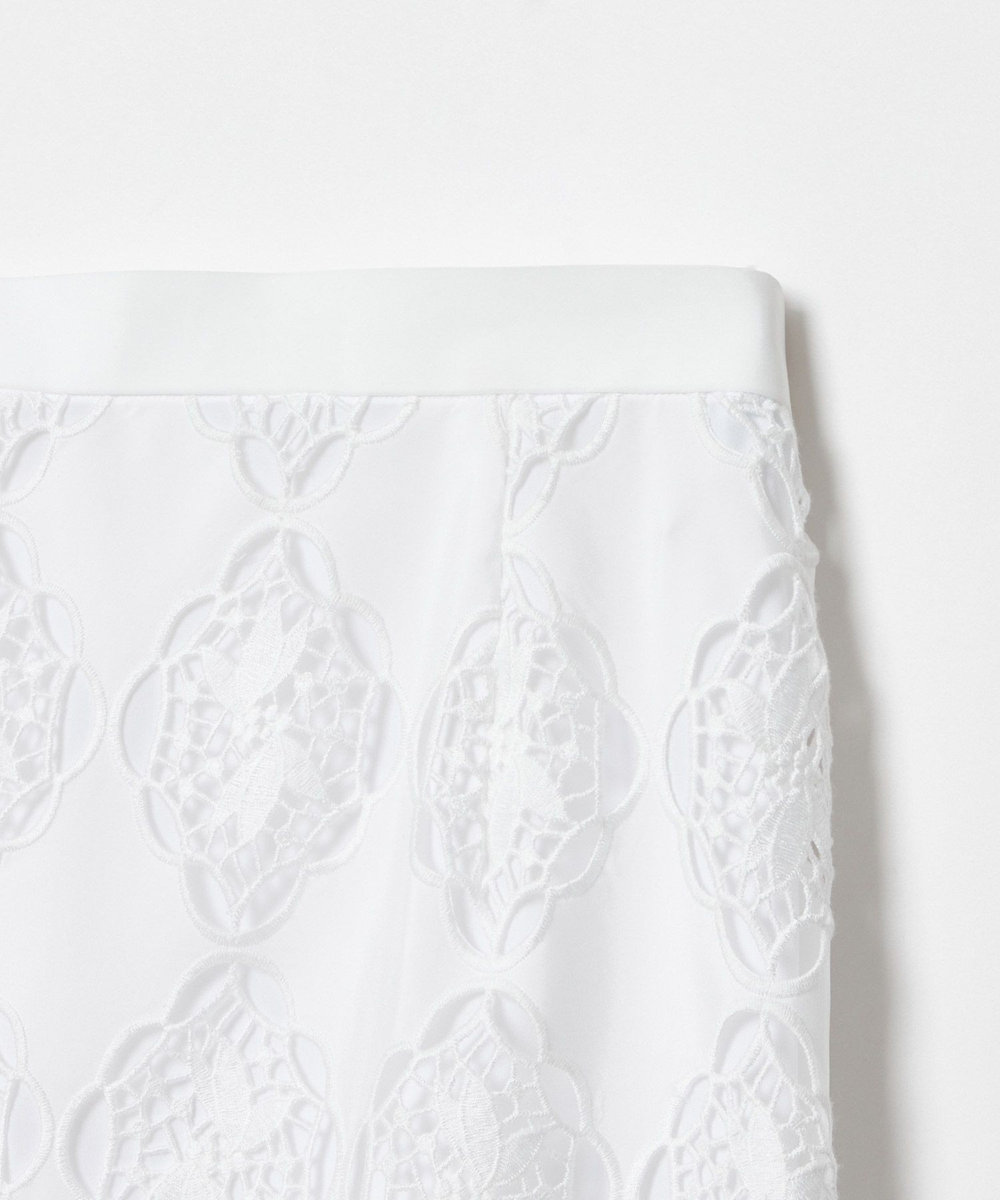 LOULOU WILLOUGHBY 【LOULOU WILLOUGHBY】タフタシシュウタイトスカート ホワイト (01)