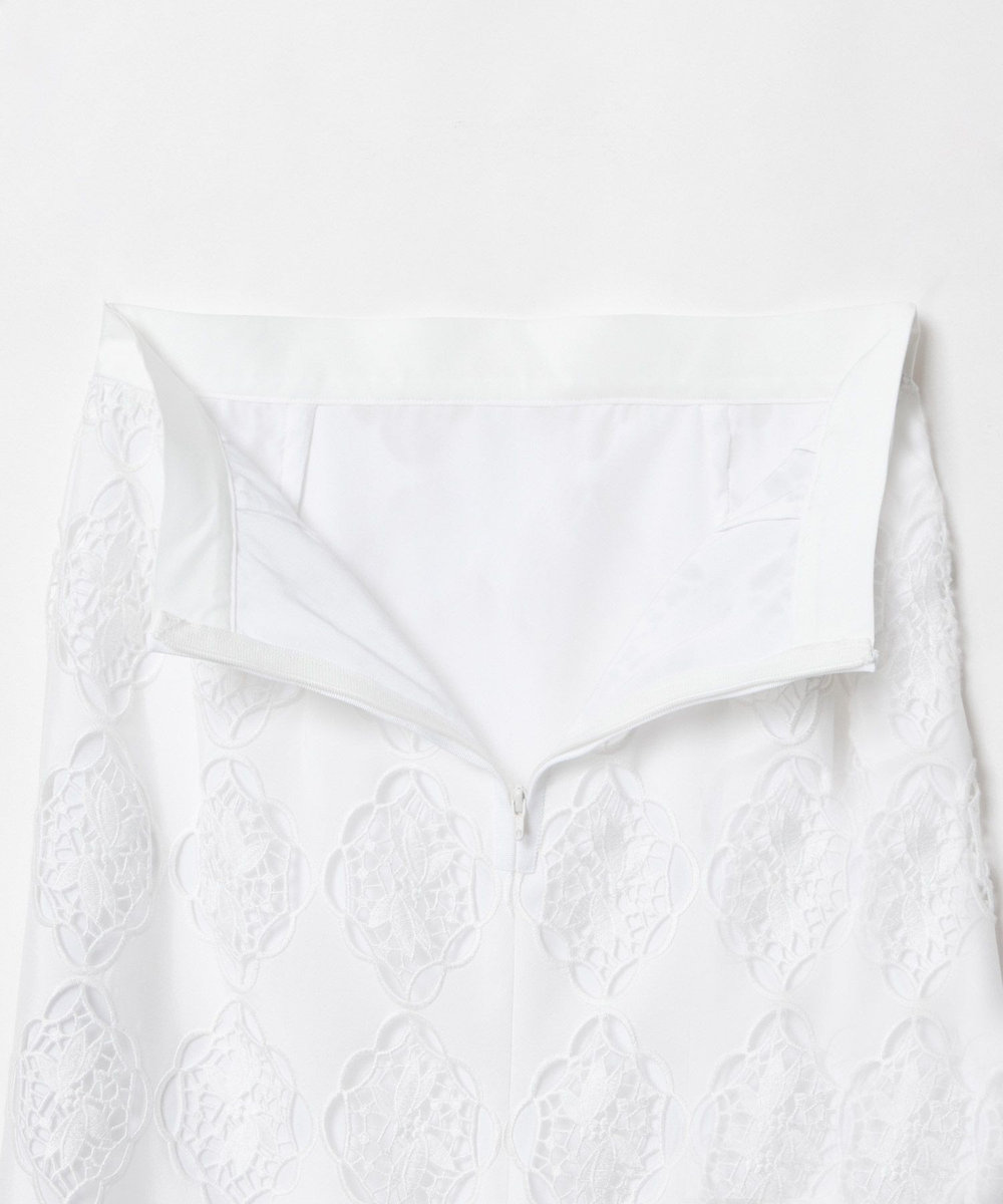 LOULOU WILLOUGHBY 【LOULOU WILLOUGHBY】タフタシシュウタイトスカート ホワイト (01)