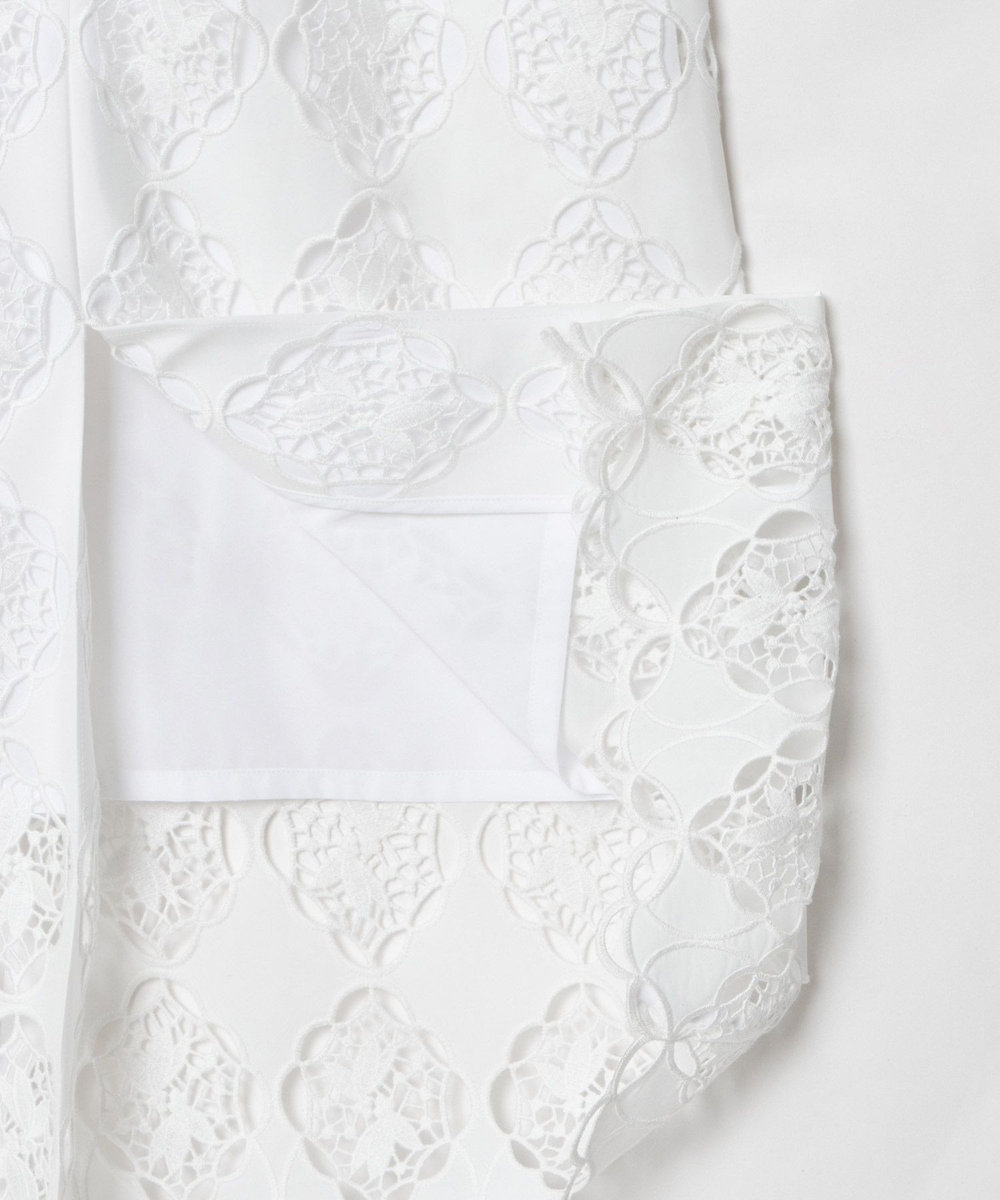 LOULOU WILLOUGHBY 【LOULOU WILLOUGHBY】タフタシシュウタイトスカート ホワイト (01)