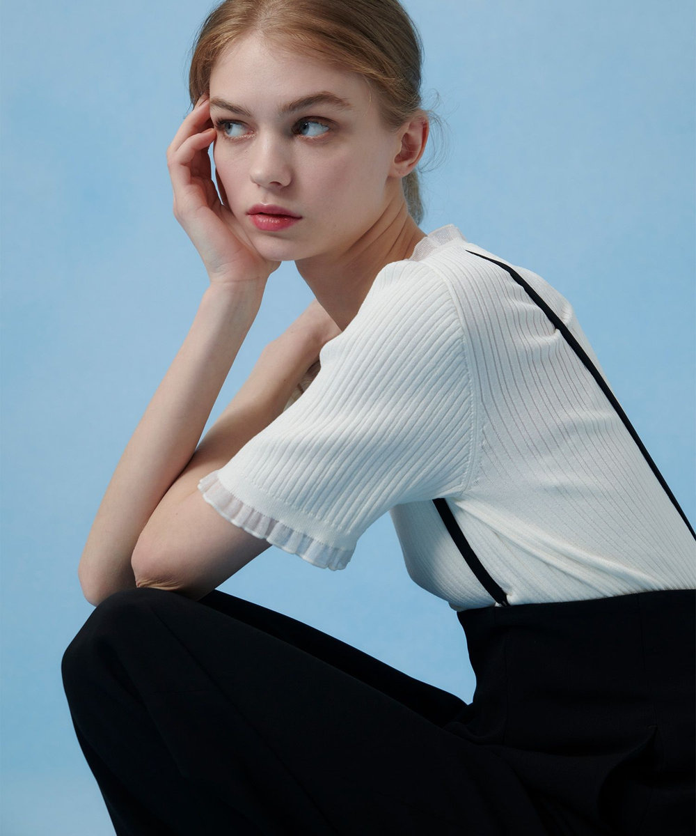 LOULOU WILLOUGHBY】ハーフチューブラーリブニット|allureville