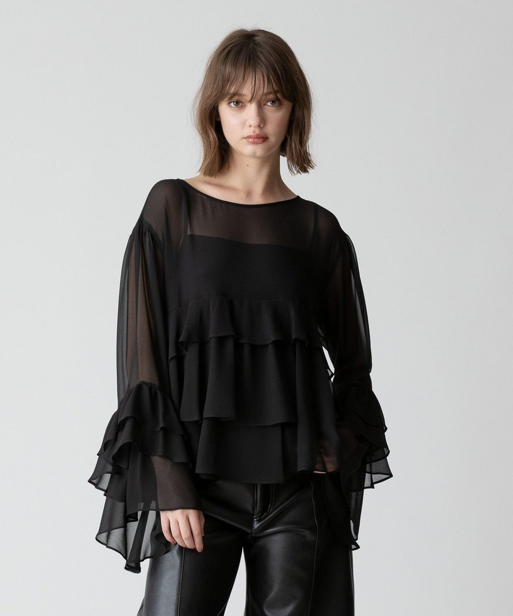 allureville ラッフルズブラウス ブラック (95)