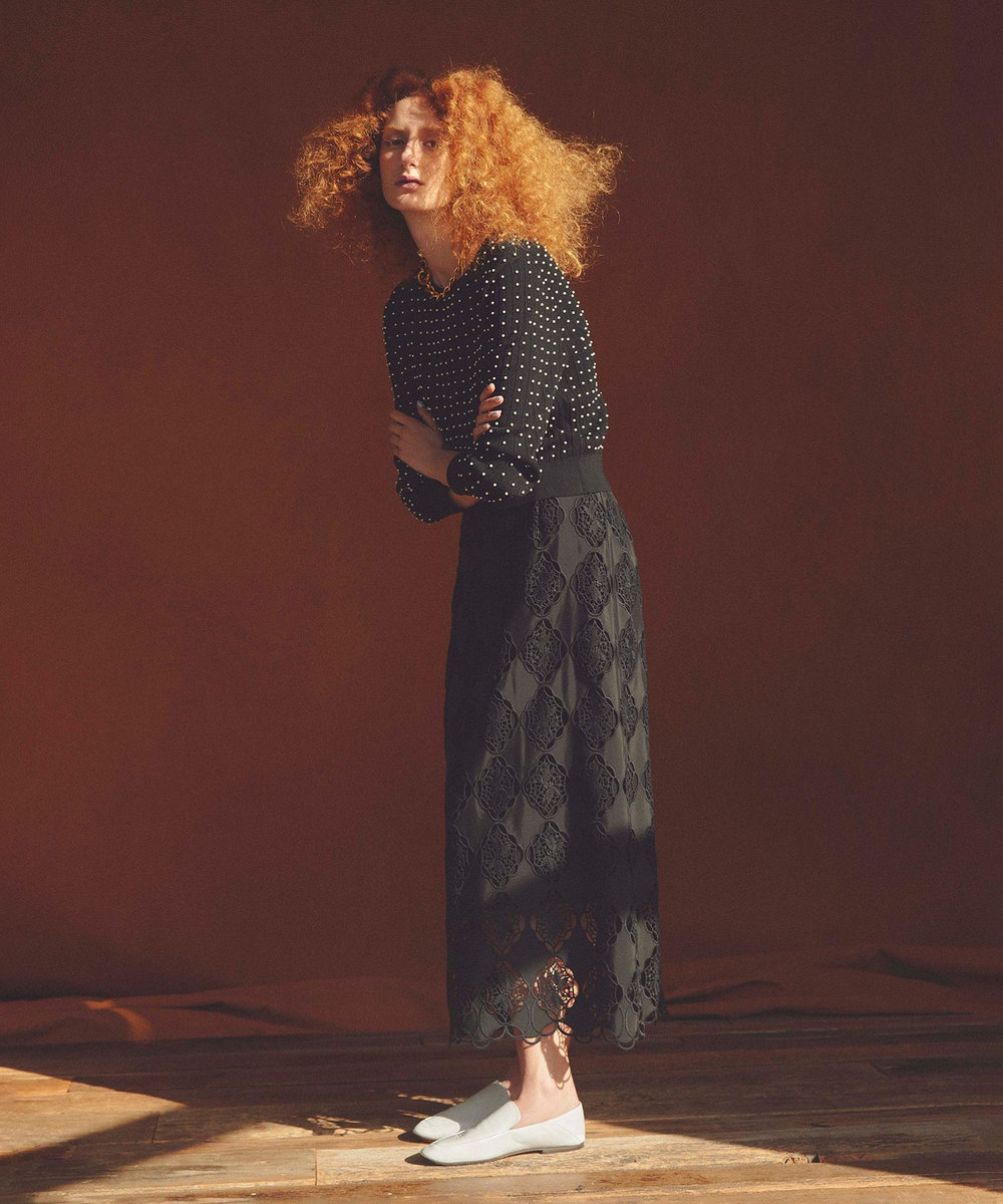 LOULOU WILLOUGHBY】タフタシシュウタイトスカート|allureville