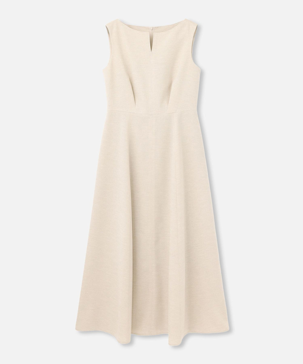 allureville リネンライクオックスノースリワンピース ベージュ (11)