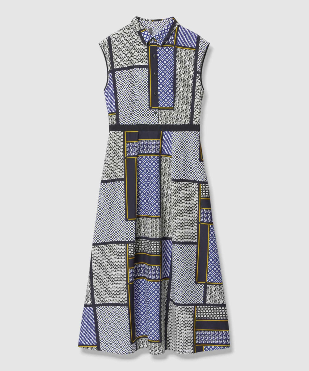 allureville ジオメトリックプリントシャツワンピース ブルー系 (68)