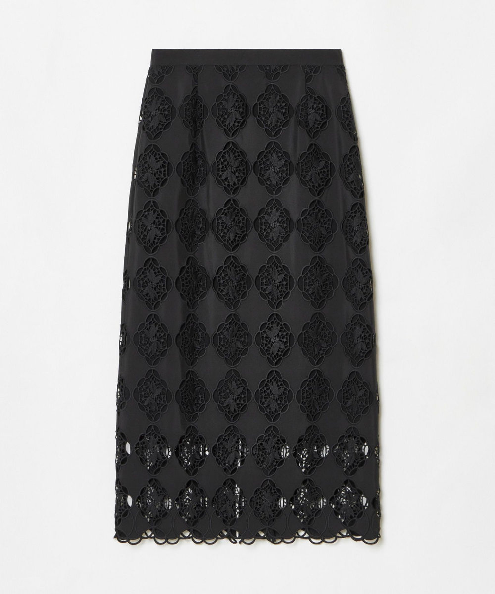 LOULOU WILLOUGHBY 【LOULOU WILLOUGHBY】タフタシシュウタイトスカート ブラック (95)