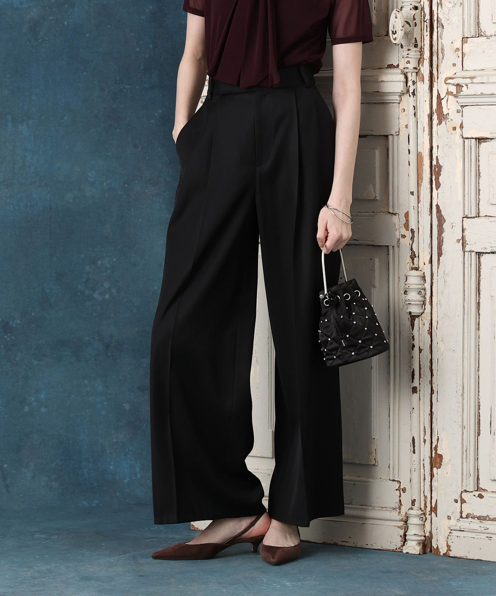 LOULOU WILLOUGHBY 【LOULOU WILLOUGHBY】バルキーツイルワイドパンツ ブラック (95)