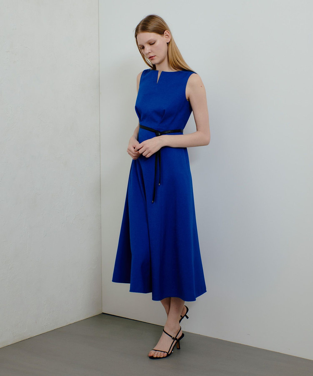 allureville リネンライクオックスノースリワンピース ブルー (61)