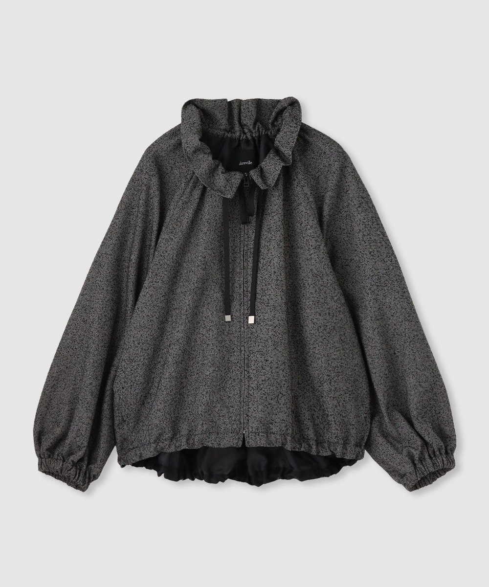 allureville スラブツィードギャザーブルゾン ブラック (95)