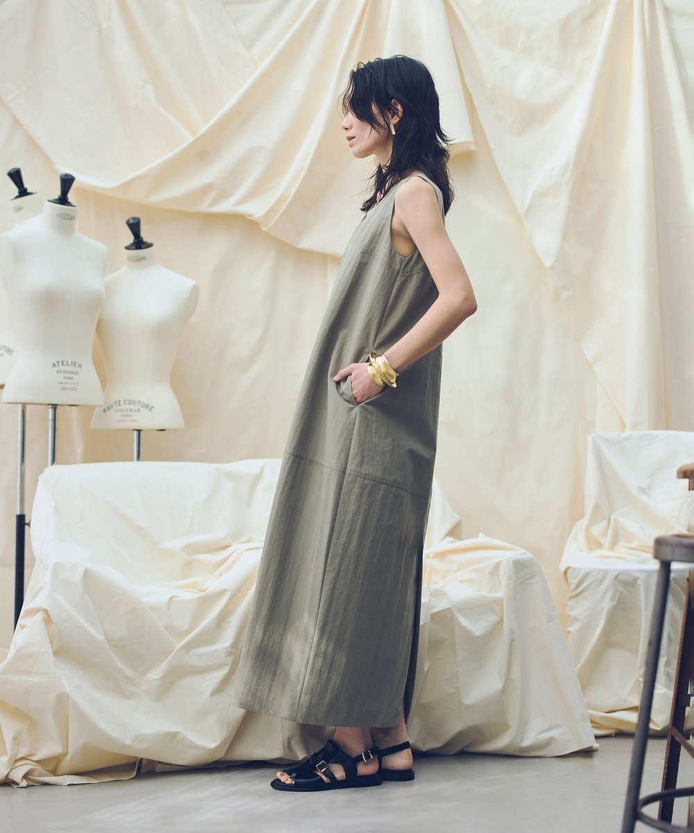 allureville 【ATELIER Line】ノースリーブコクーンワンピース カーキ (76)