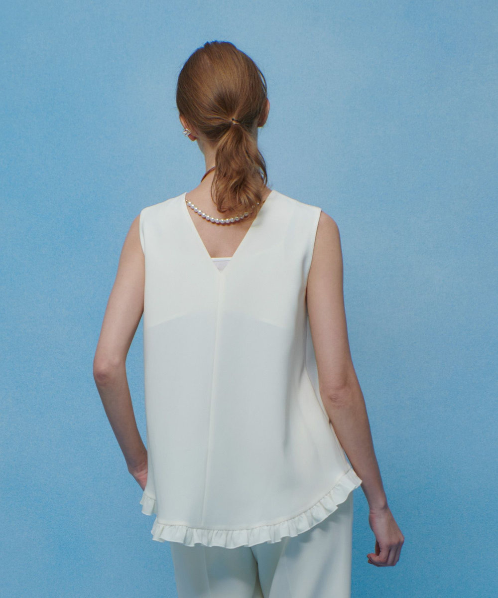 LOULOU WILLOUGHBY 【LOULOU WILLOUGHBY】パールネックレス付きフリルブラウス オフホワイト (02)