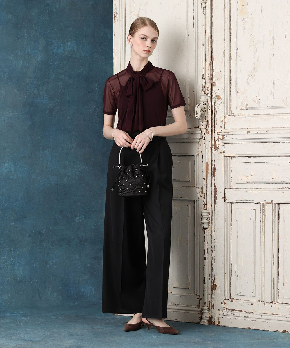 LOULOU WILLOUGHBY 【LOULOU WILLOUGHBY】バルキーツイルワイドパンツ ブラック (95)