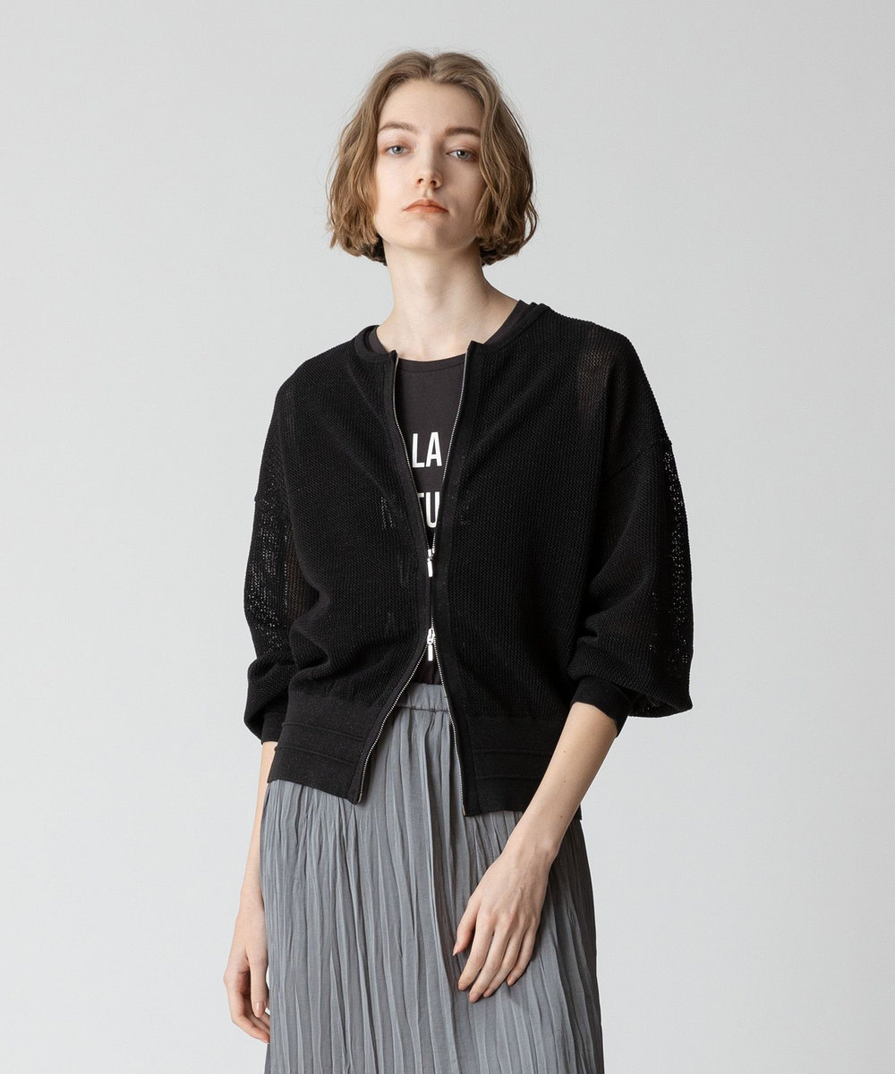 アルアバイル 2024ss メッシュ ブルゾン カーディガン ラメ trim_ofalv_itema106fdaa320511e