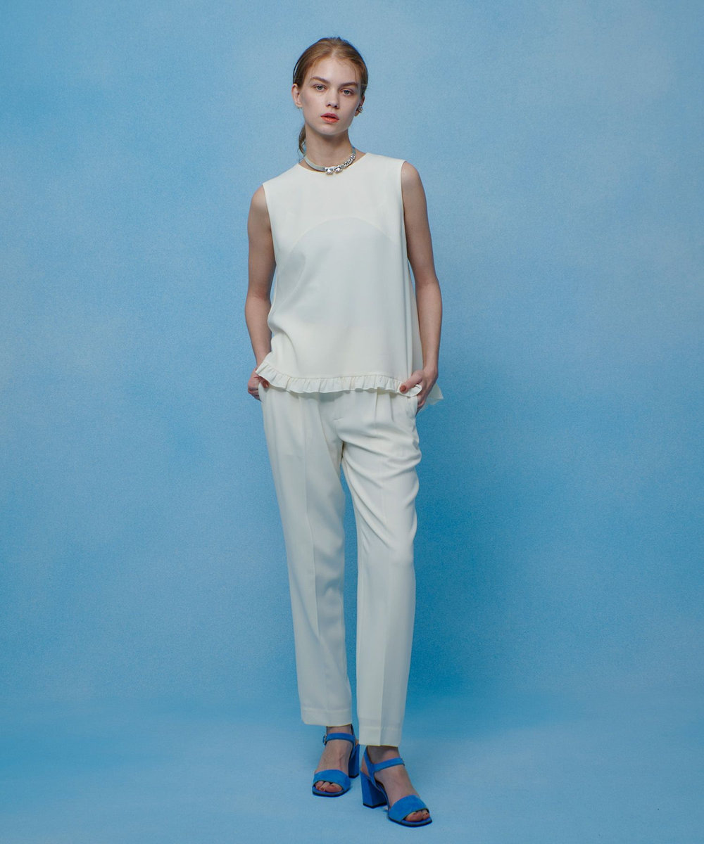 LOULOU WILLOUGHBY 【LOULOU WILLOUGHBY】パールネックレス付きフリルブラウス オフホワイト (02)