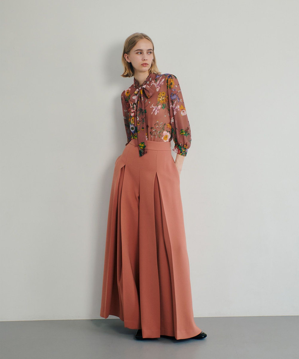 LOULOU WILLOUGHBY 【LOULOU WILLOUGHBY】ジョーゼットタックワイドパンツ ピンク (41)