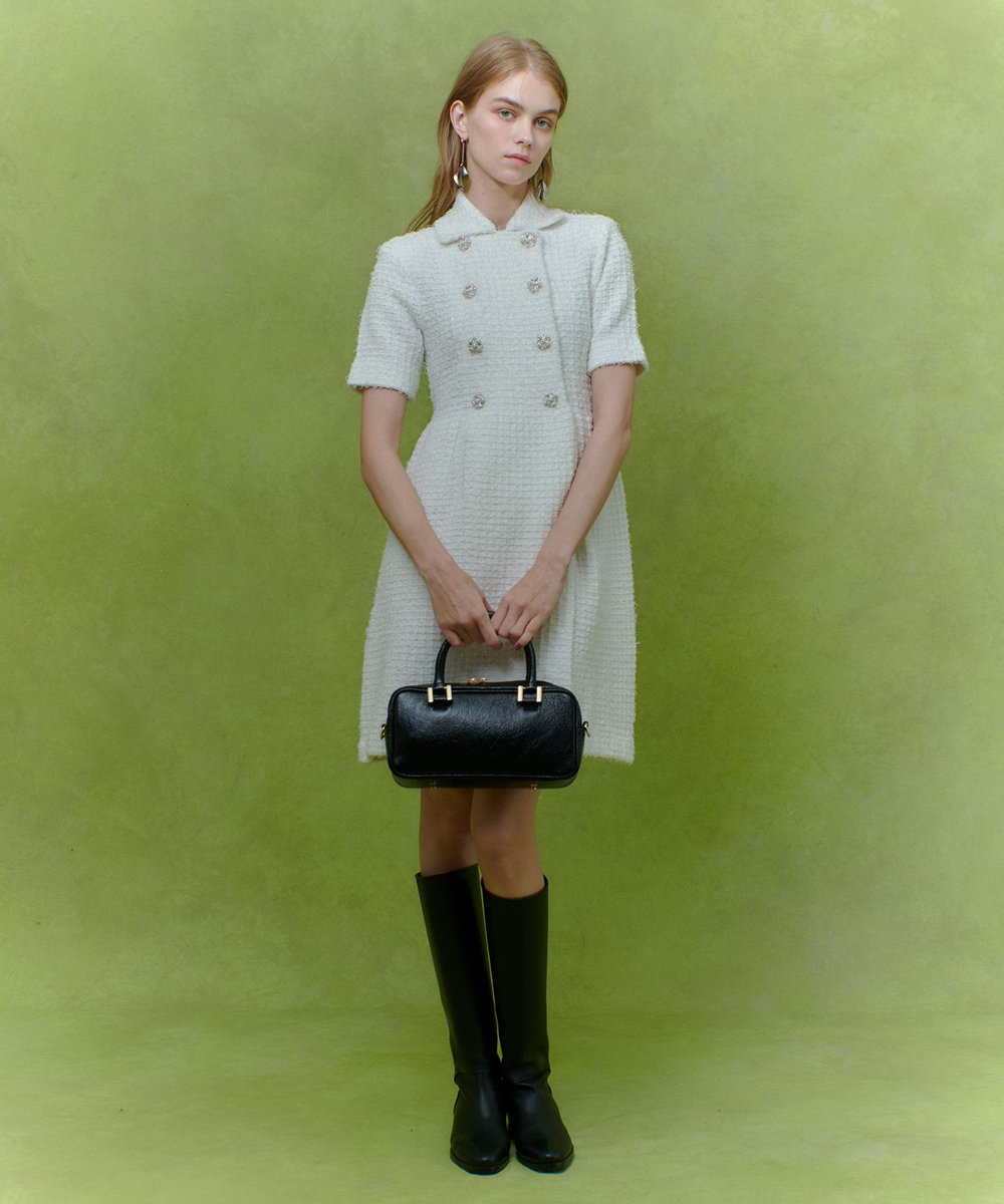 LOULOU WILLOUGHBY 【LOULOU WILLOUGHBY】ニットツィードワンピース オフホワイト (02)