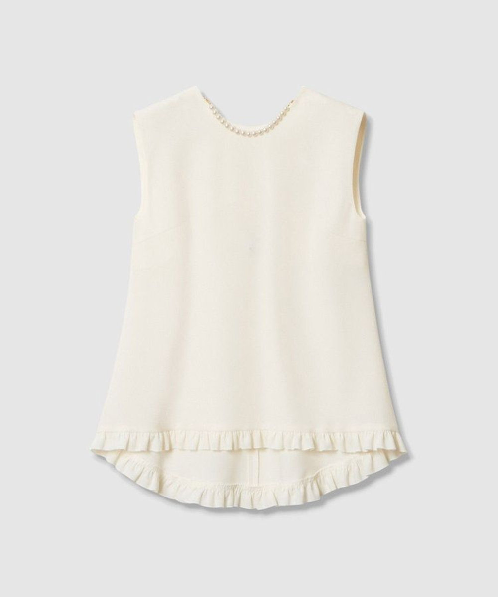 LOULOU WILLOUGHBY 【LOULOU WILLOUGHBY】パールネックレス付きフリルブラウス オフホワイト (02)