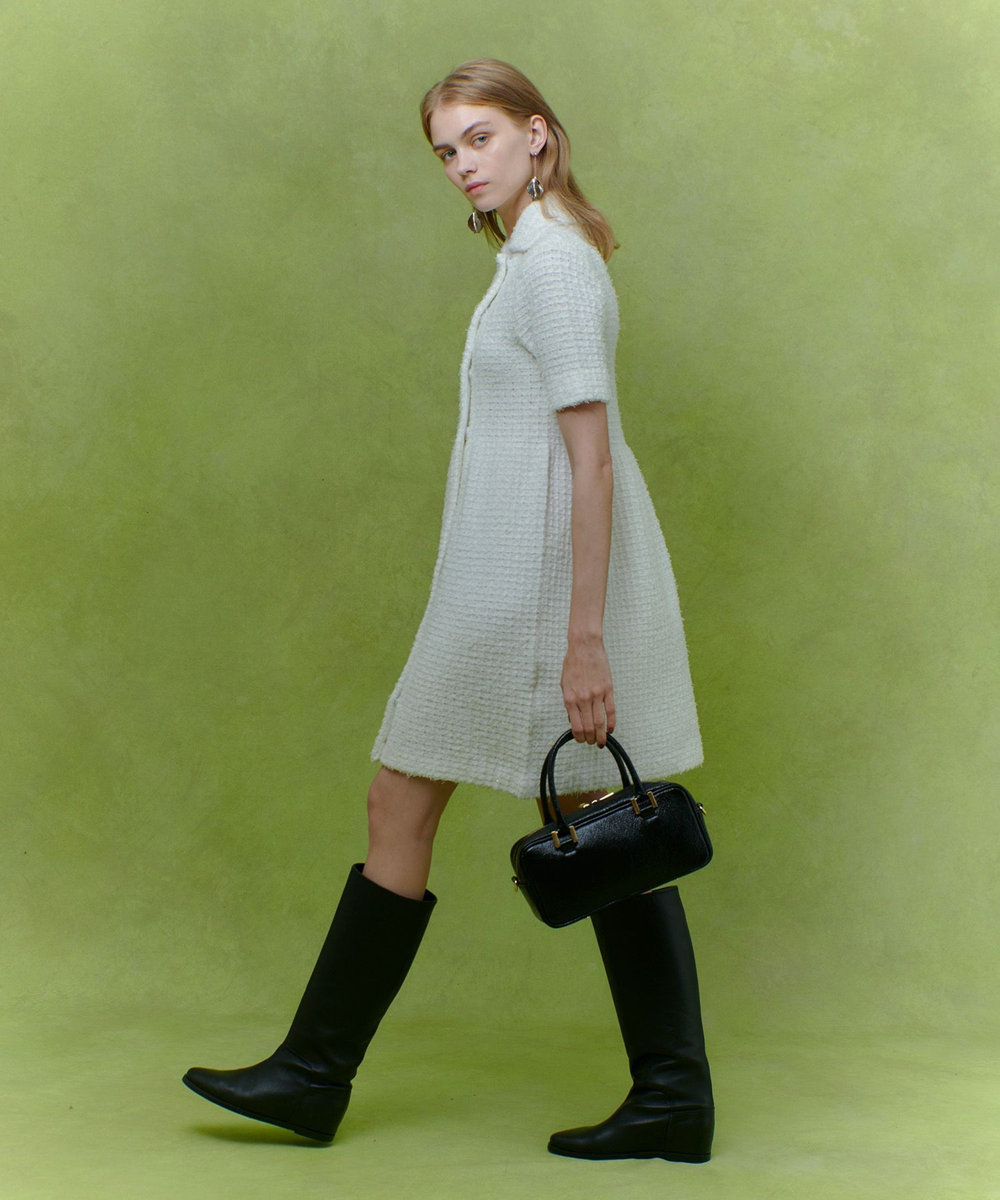 LOULOU WILLOUGHBY 【LOULOU WILLOUGHBY】ニットツィードワンピース オフホワイト (02)