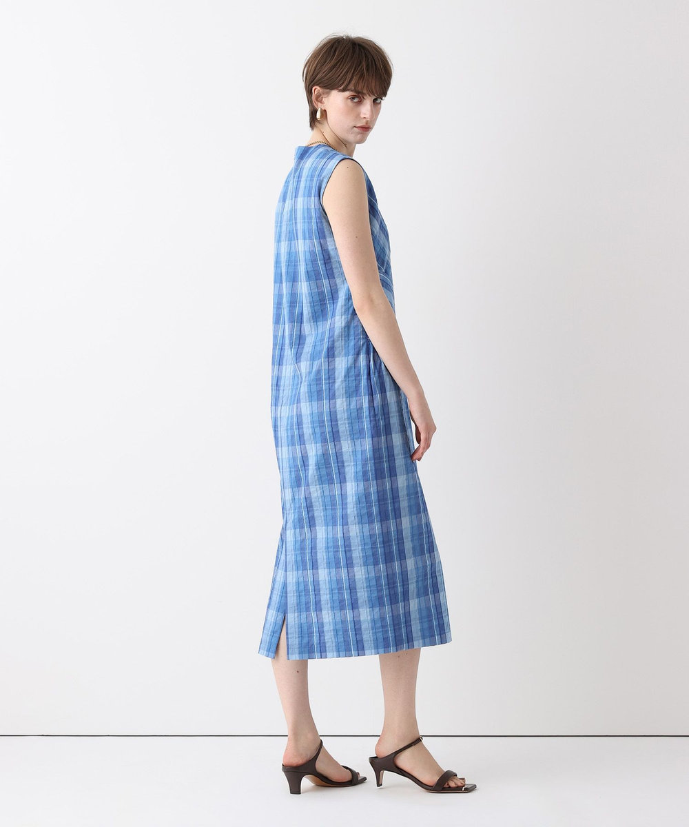 allureville オンブレチェックツイストワンピース ブルー (61)