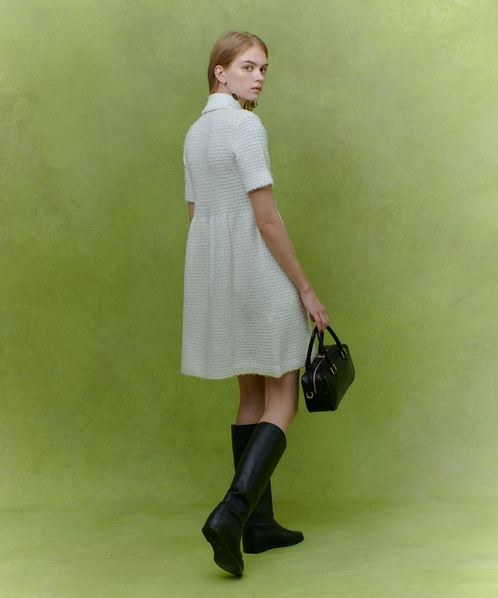LOULOU WILLOUGHBY 【LOULOU WILLOUGHBY】ニットツィードワンピース オフホワイト (02)