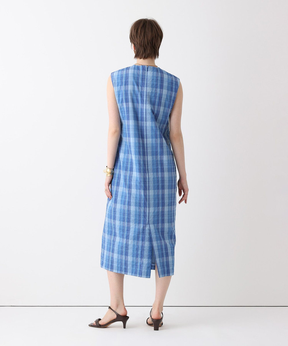 allureville オンブレチェックツイストワンピース ブルー (61)