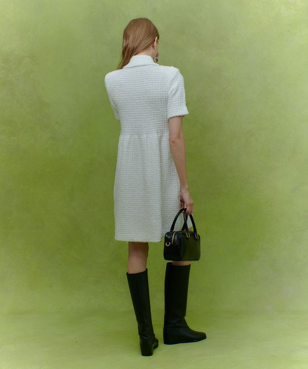 LOULOU WILLOUGHBY 【LOULOU WILLOUGHBY】ニットツィードワンピース オフホワイト (02)