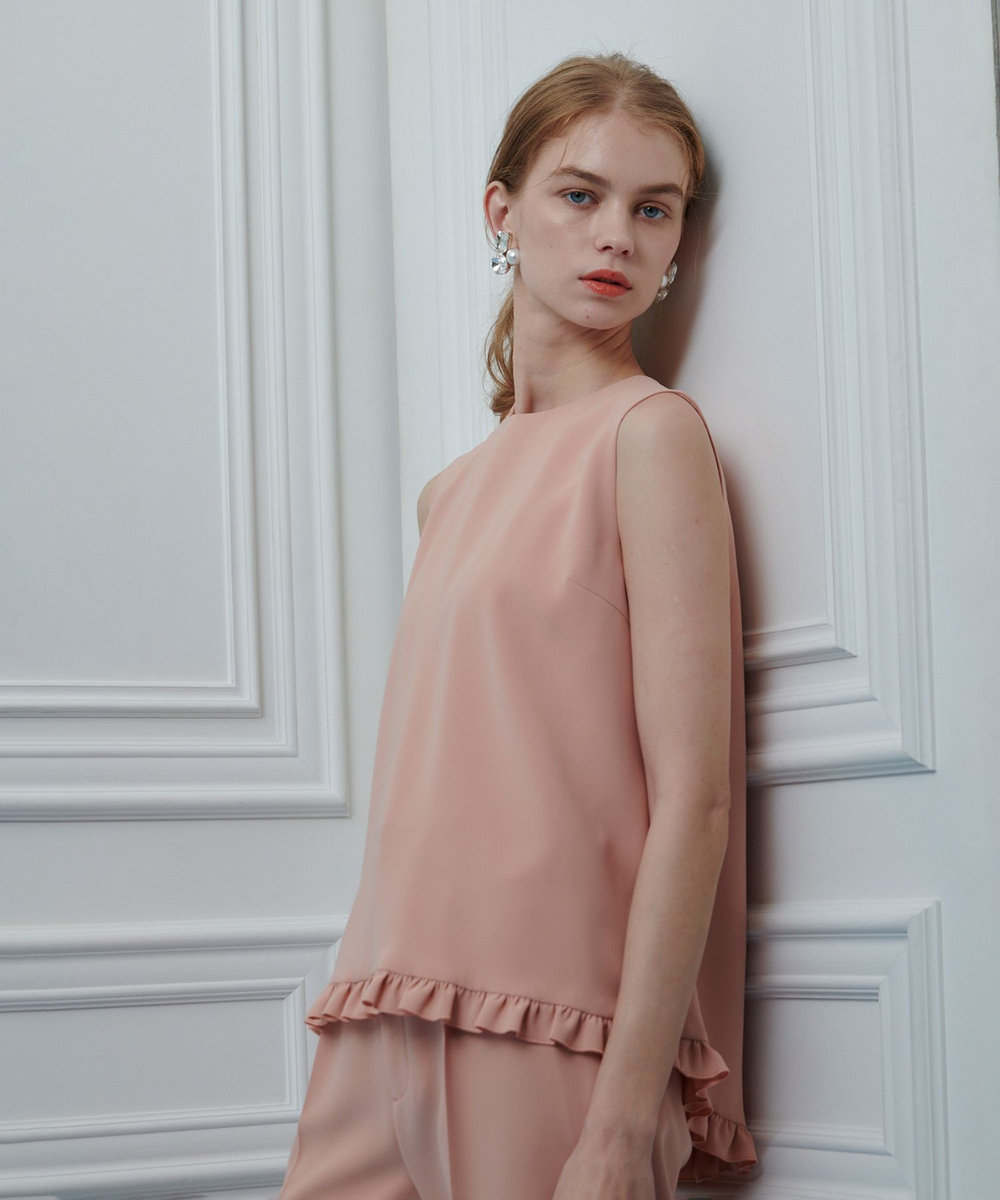 LOULOU WILLOUGHBY 【LOULOU WILLOUGHBY】パールネックレス付きフリルブラウス ピンク (41)