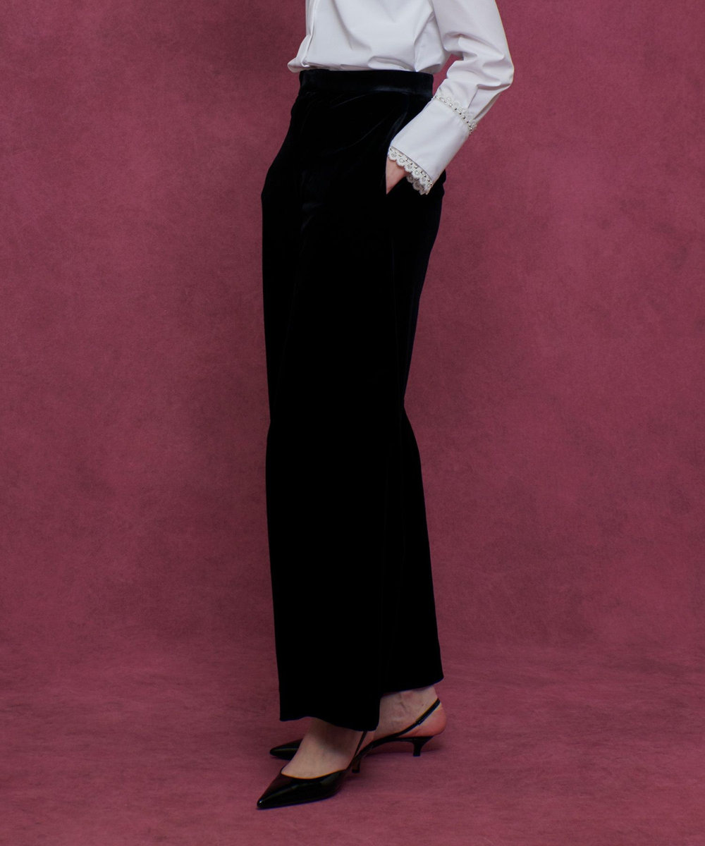 LOULOU WILLOUGHBY 【LOULOU WILLOUGHBY】トリアセベロアパンツ ブラック (95)