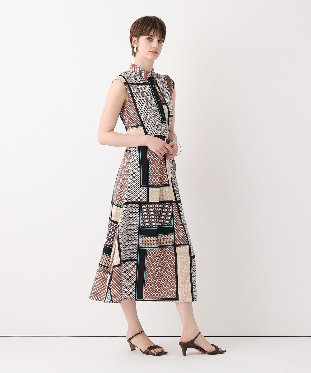 allureville ジオメトリックプリントシャツワンピース ブラウン系 (88)