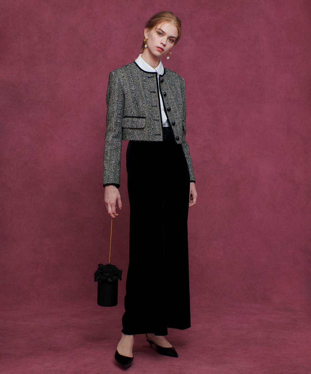 LOULOU WILLOUGHBY 【LOULOU WILLOUGHBY】トリアセベロアパンツ ブラック (95)