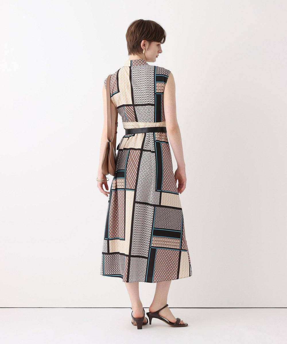 allureville ジオメトリックプリントシャツワンピース ブラウン系 (88)