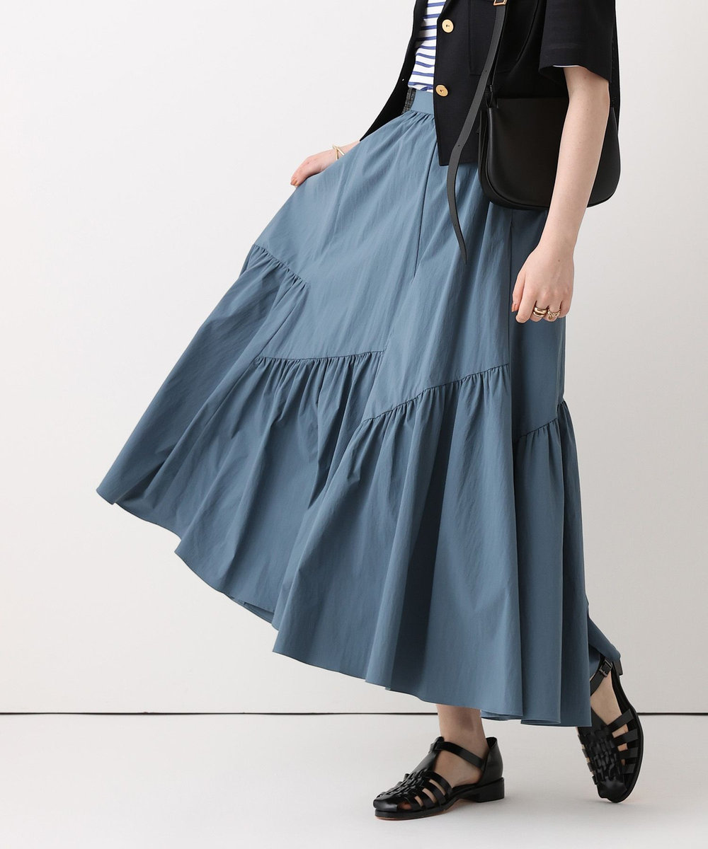 allureville ◇バイヤス切替ギャザースカート ブルー系 (68)