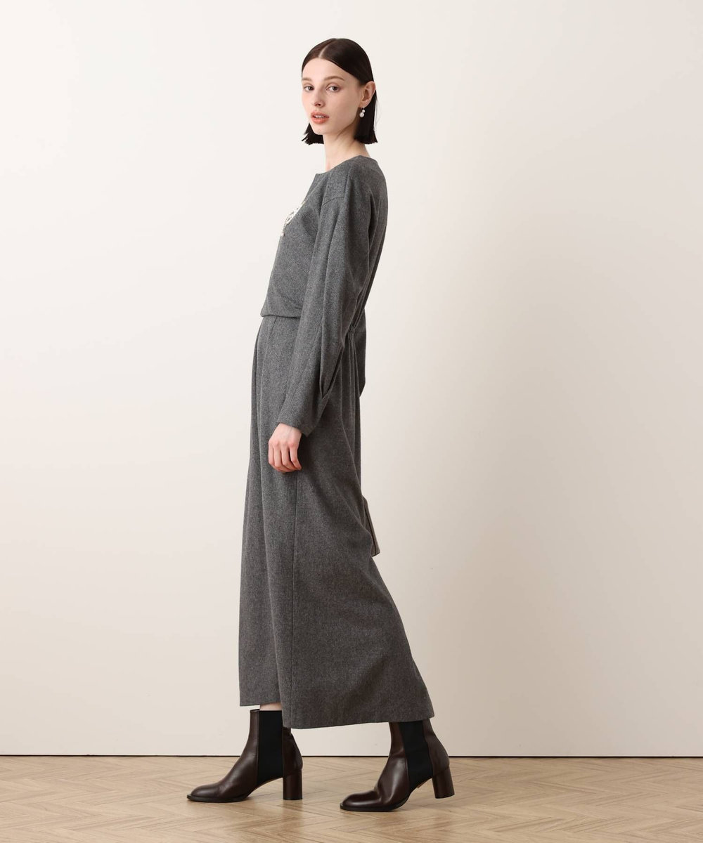 allureville ノーカラーフレアワンピース チャコールグレー (94)