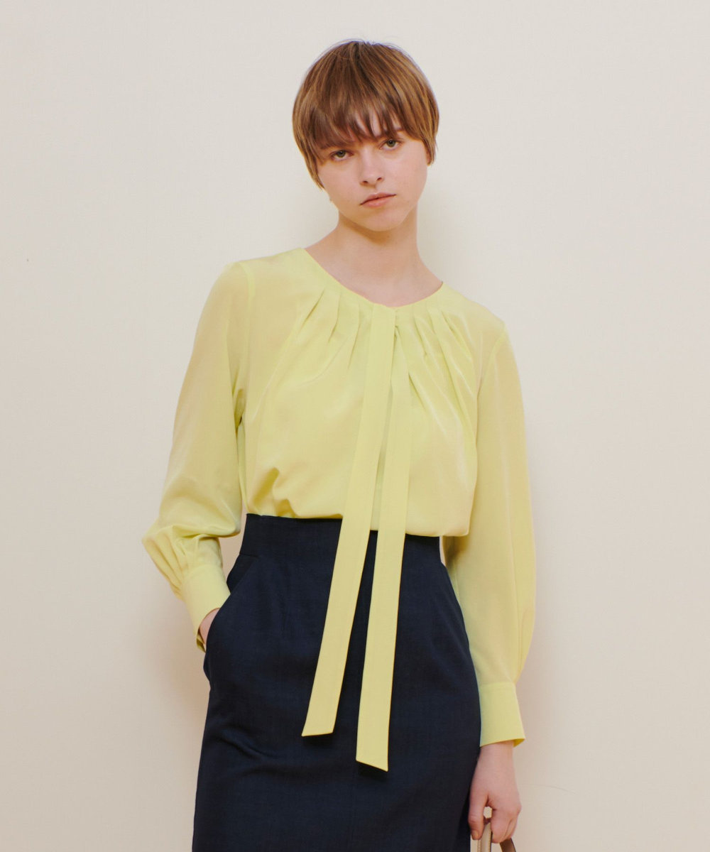 allureville シルキータックボウブラウス ライトイエロー (25)