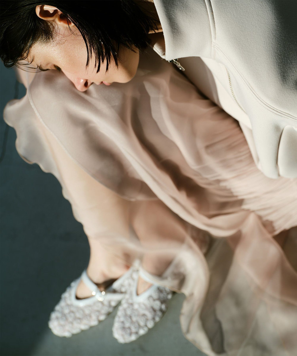 allureville シアーランダムプリーツスカート ベージュ (11)