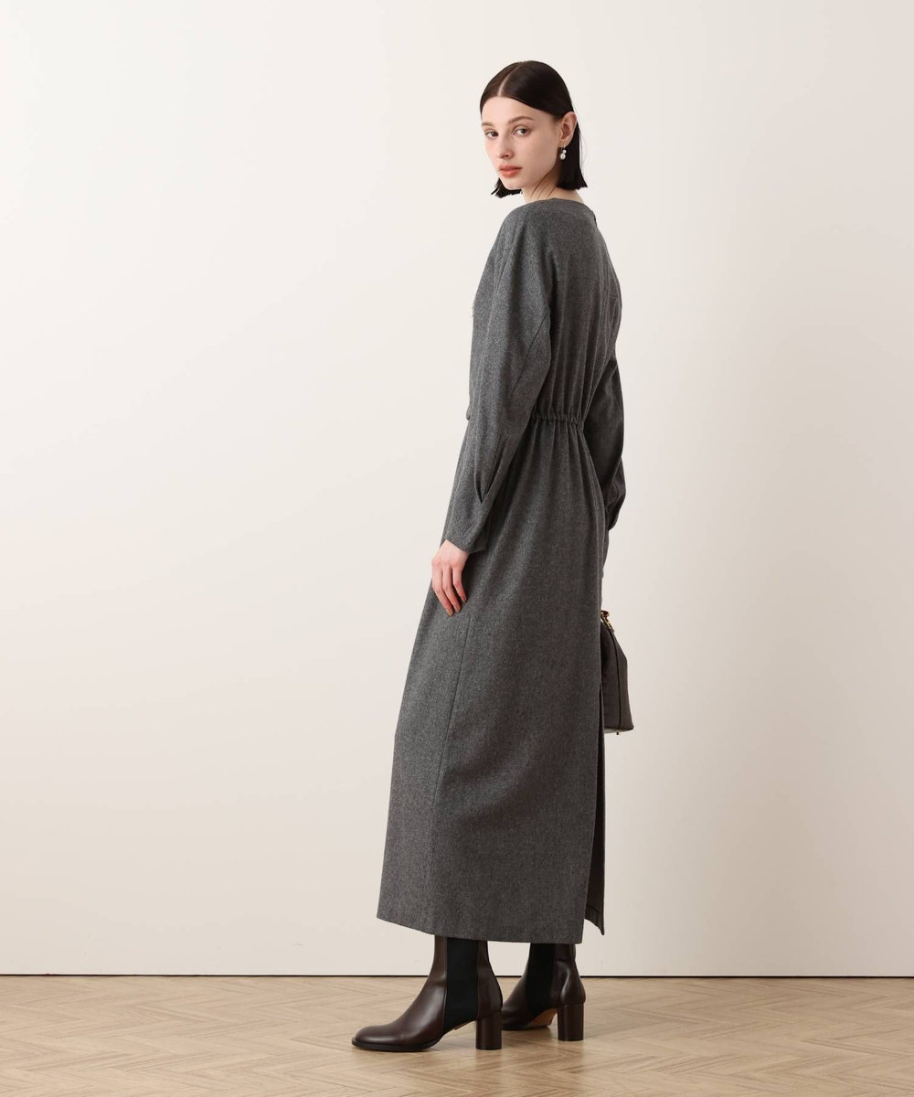 allureville ノーカラーフレアワンピース チャコールグレー (94)