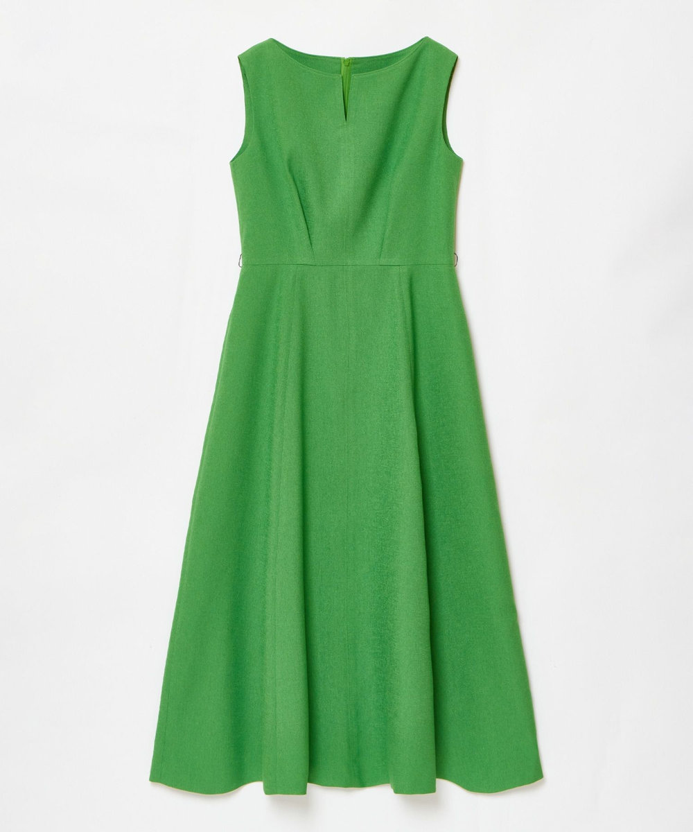 allureville リネンライクオックスノースリワンピース グリーン (71)