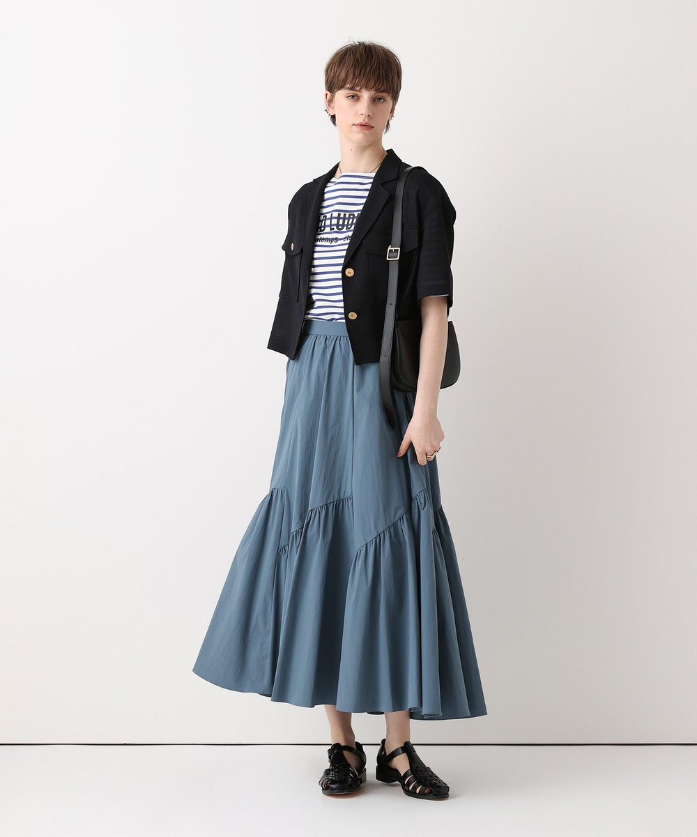 allureville ◇バイヤス切替ギャザースカート ブルー系 (68)