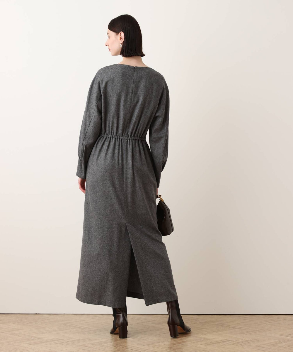 allureville ノーカラーフレアワンピース チャコールグレー (94)