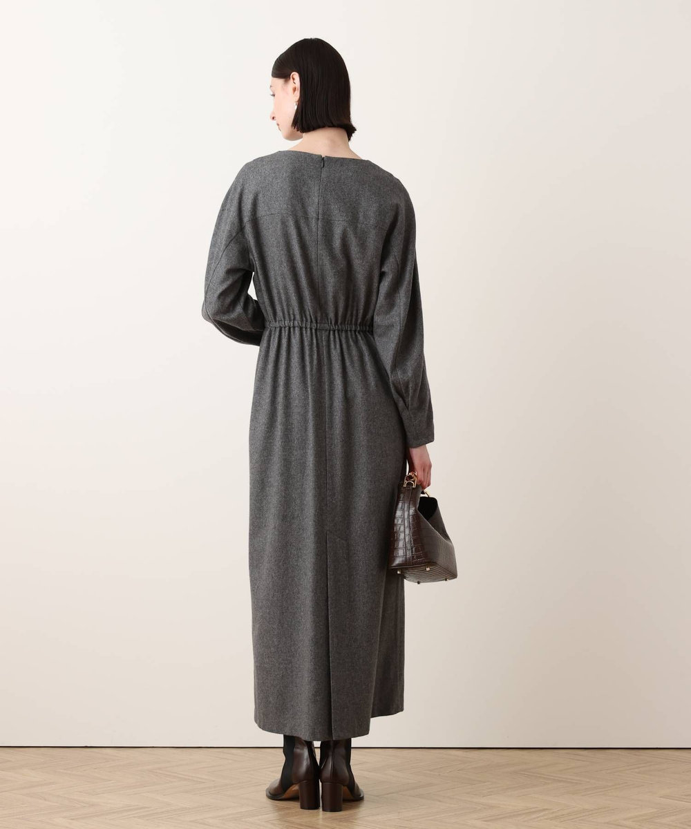 allureville ノーカラーフレアワンピース チャコールグレー (94)