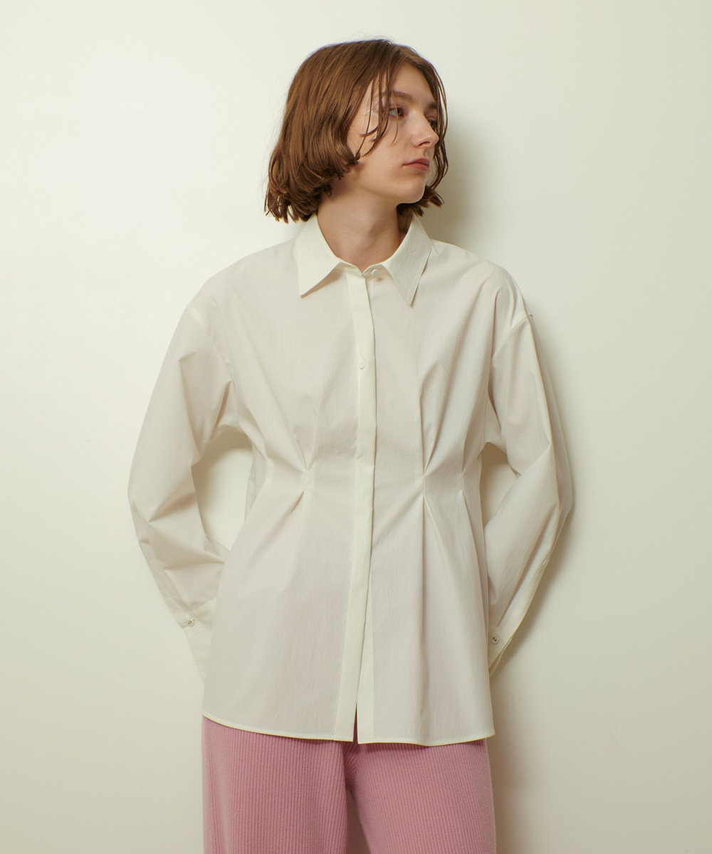 allureville ダブルカフスタックシャツ ホワイト (01)