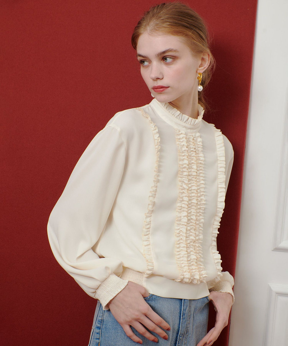 LOULOU WILLOUGHBY】スタンドフリルシャーリングブラウス|allureville