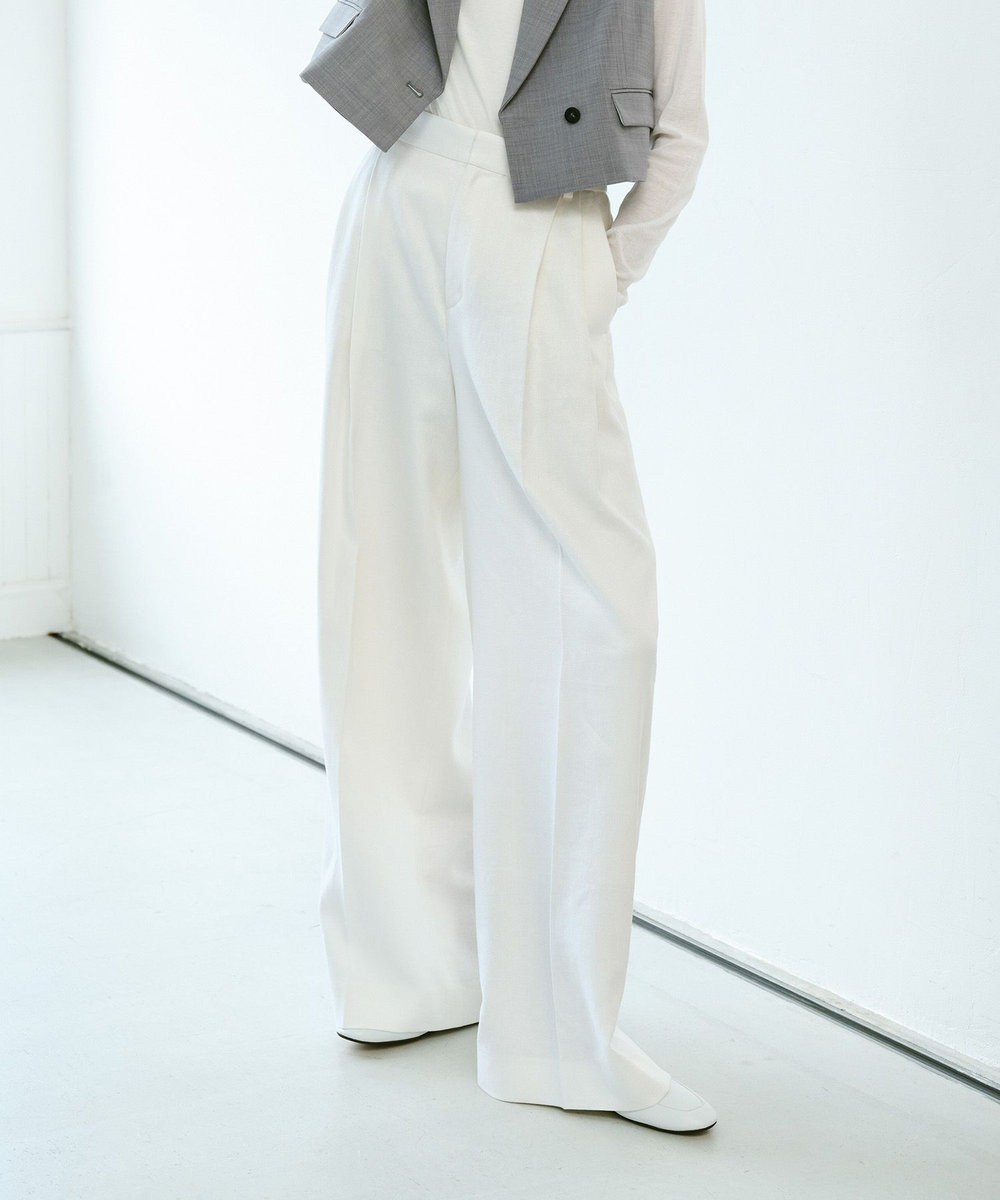 allureville リオペルリネンダブルタックパンツ オフホワイト (02)